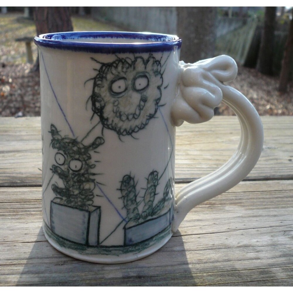 Tom Edwards Studio Art Pottery Mug Wally Dust Bunny Sculptures